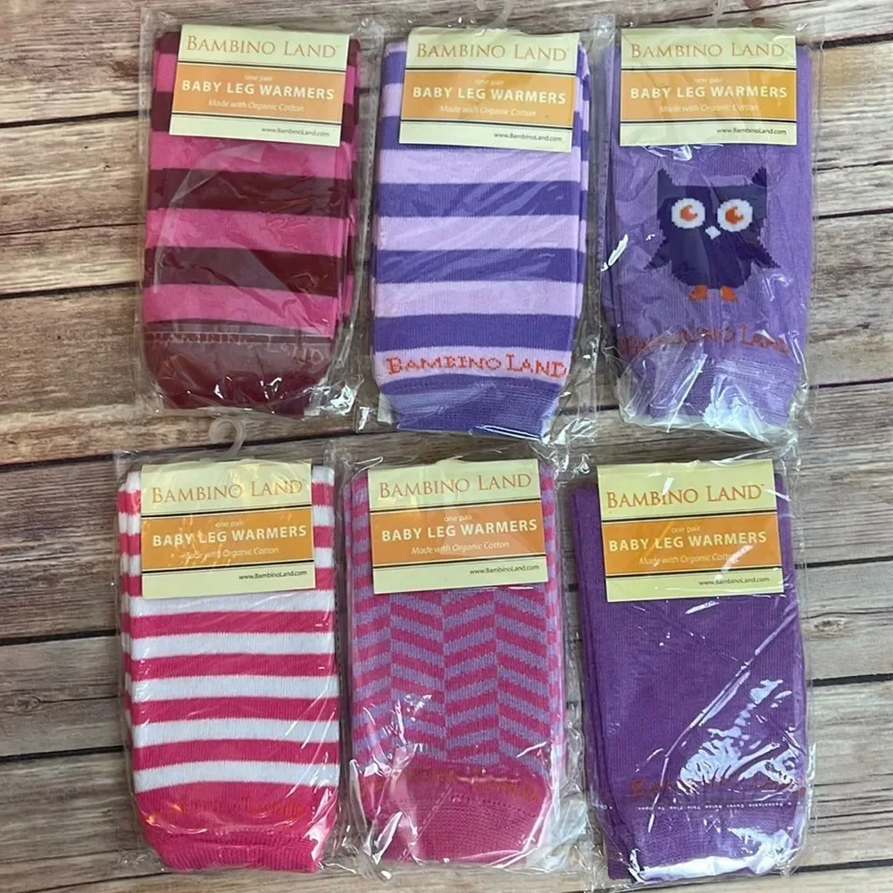 6 pairs! Pink & Purple baby leg warmers - OSfits 4 months and up!